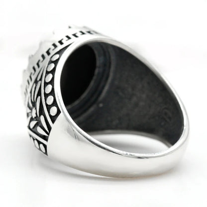 925 sterling real silver ring for men's, Turkish handmade jewelry ring with Back Onyx Stone Special Design