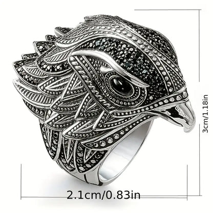stainless silver Viking Eagle Head Ring for him/her