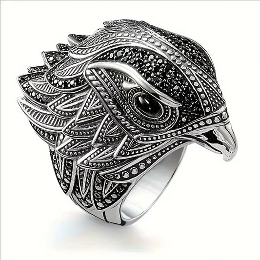 stainless silver Viking Eagle Head Ring for him/her