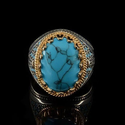 Arizona Turquoise Mans Ring, Natural Arizona Turquoise Ring, December Birthstone, Eagle Claw Mens Ring