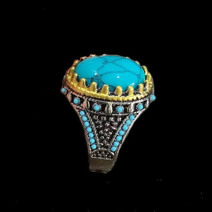 Arizona Turquoise Mans Ring, Natural Arizona Turquoise Ring, December Birthstone, Eagle Claw Mens Ring