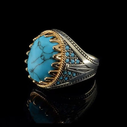 Arizona Turquoise Mans Ring, Natural Arizona Turquoise Ring, December Birthstone, Eagle Claw Mens Ring